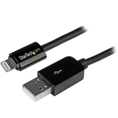 StarTech 3m 10-Feet Long Black Apple 8-Pin Lightning Connector to USB Charge and Sync Cable for iPhone/iPod/iPad