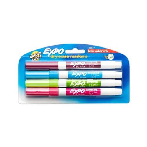 4 Pack Carribean Colors Expo Low Odor Dry Erase Pen-Style Markers
